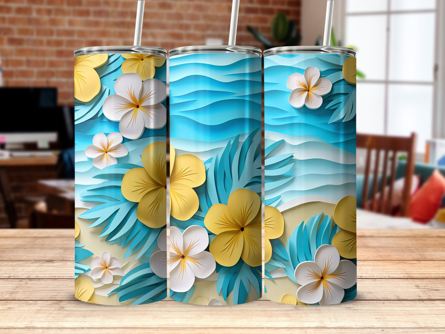 Tropical Floral Design Insulated Tumbler Set Product