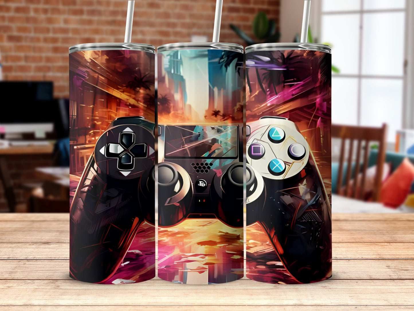 Gaming Inspired Scenic Tumbler with Controller Design
