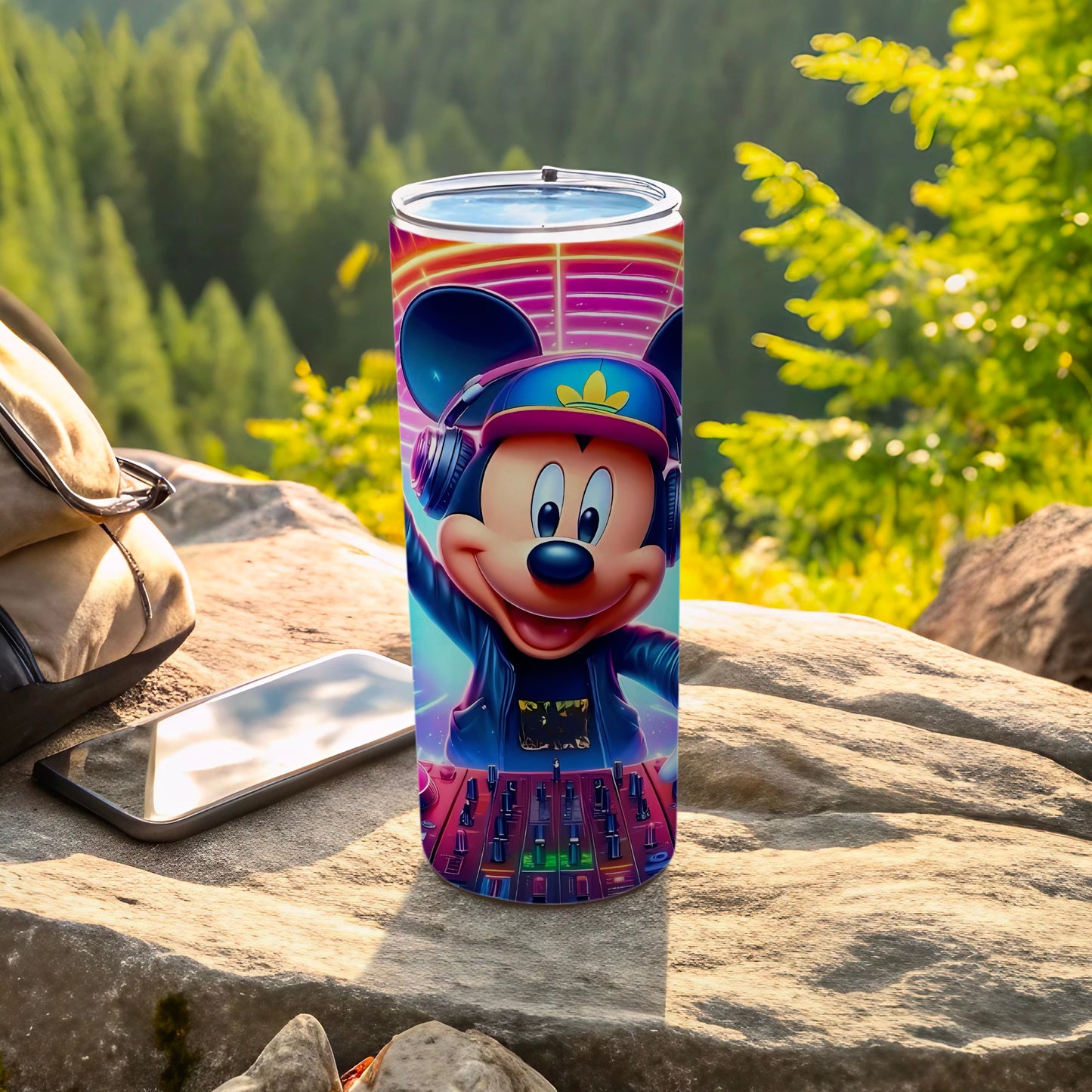 Vibrant DJ Mouse Travel Tumbler for Music Lovers