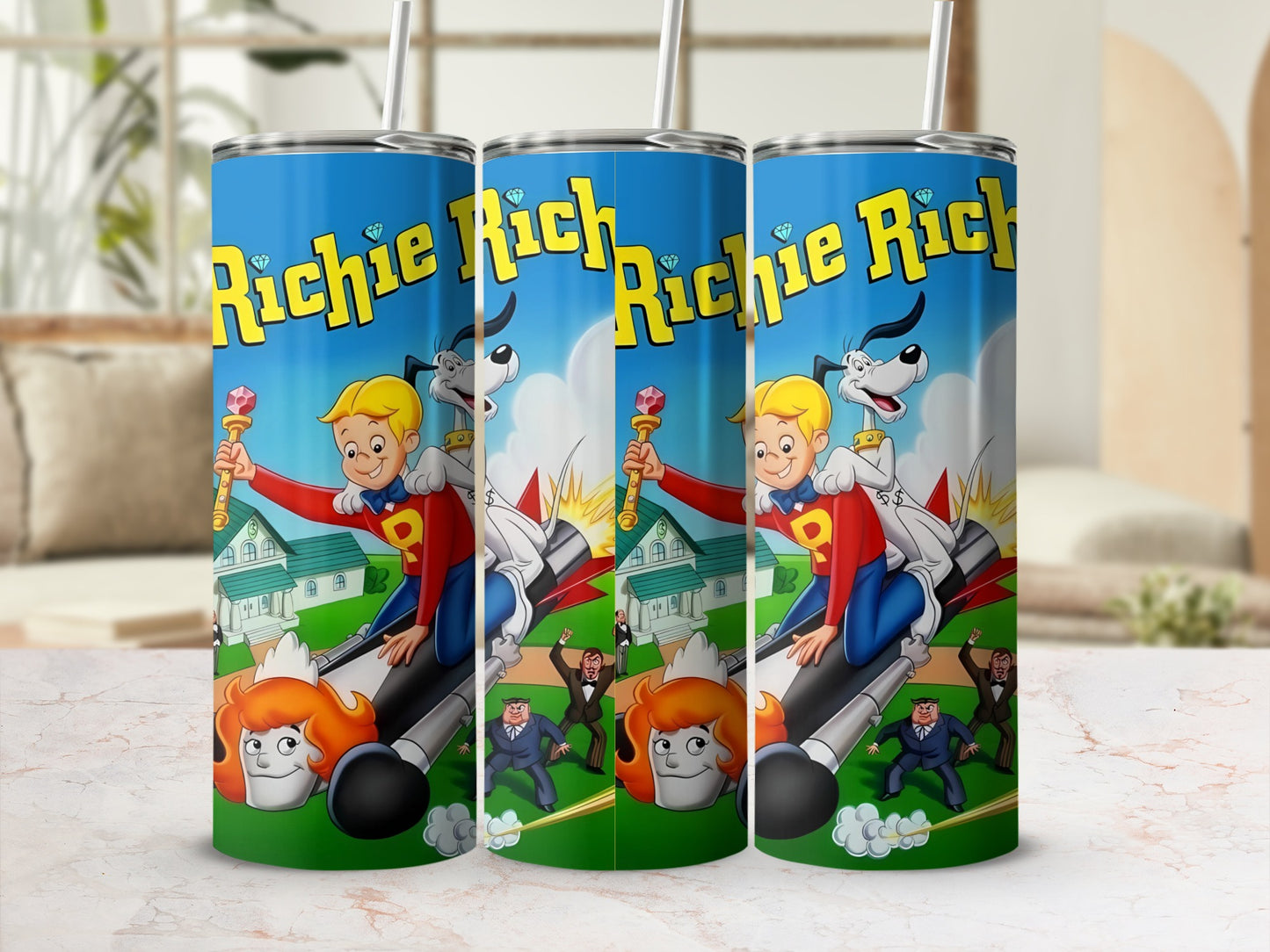 Richie Rich Comic Artwork Travel Tumbler Cup