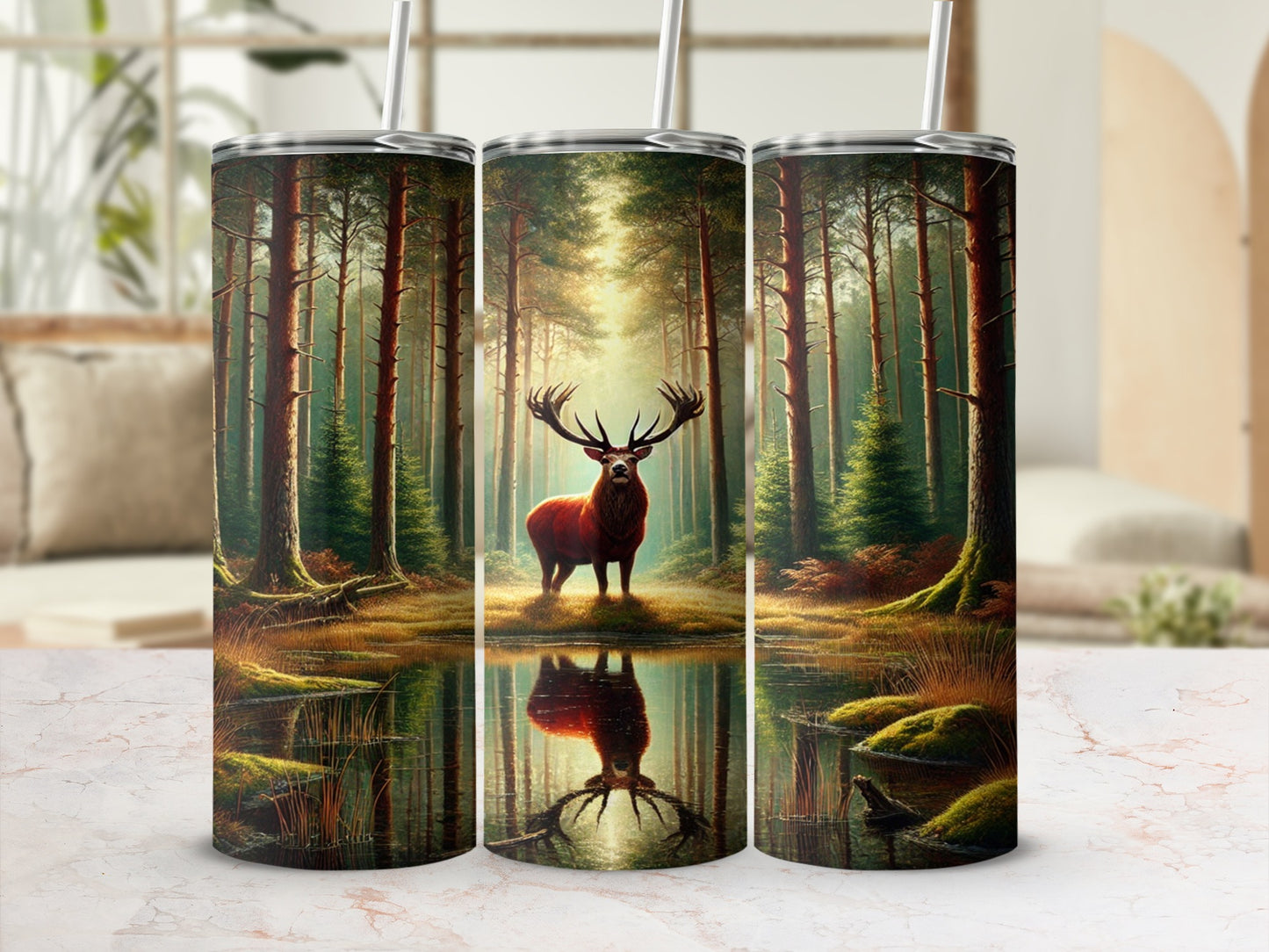 Majestic Forest Stag Coffee Tumbler Flask