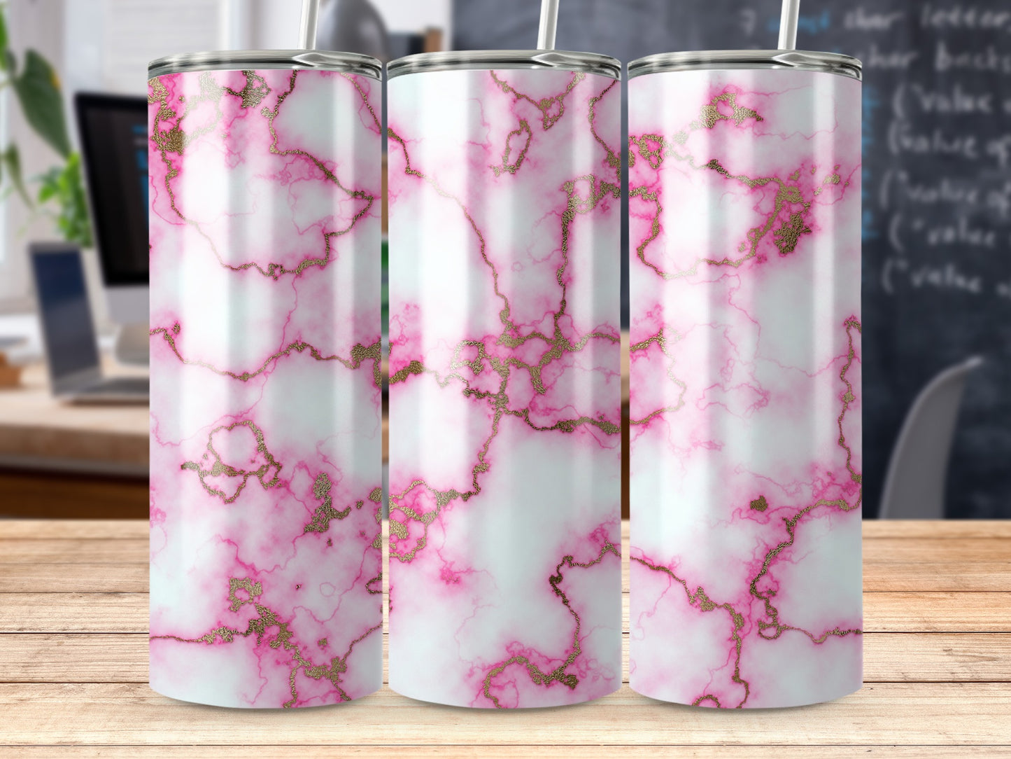 Pink White Gold Marble Pattern Tumbler product type
