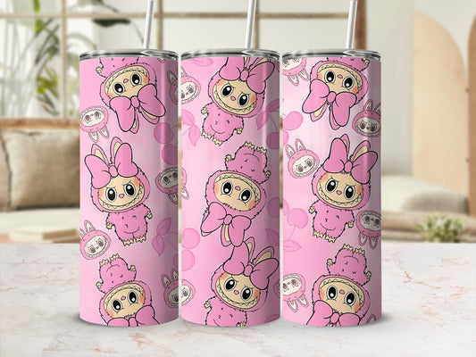 Cute Pink Cartoon Character Pattern Tumbler Cup