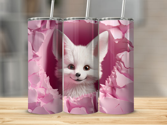 Cute Fennec Fox with Pink Cracked Wall Tumbler Product