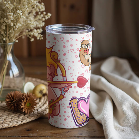 Cute Cupid and Loving Otters Tumbler for Valentine's Day