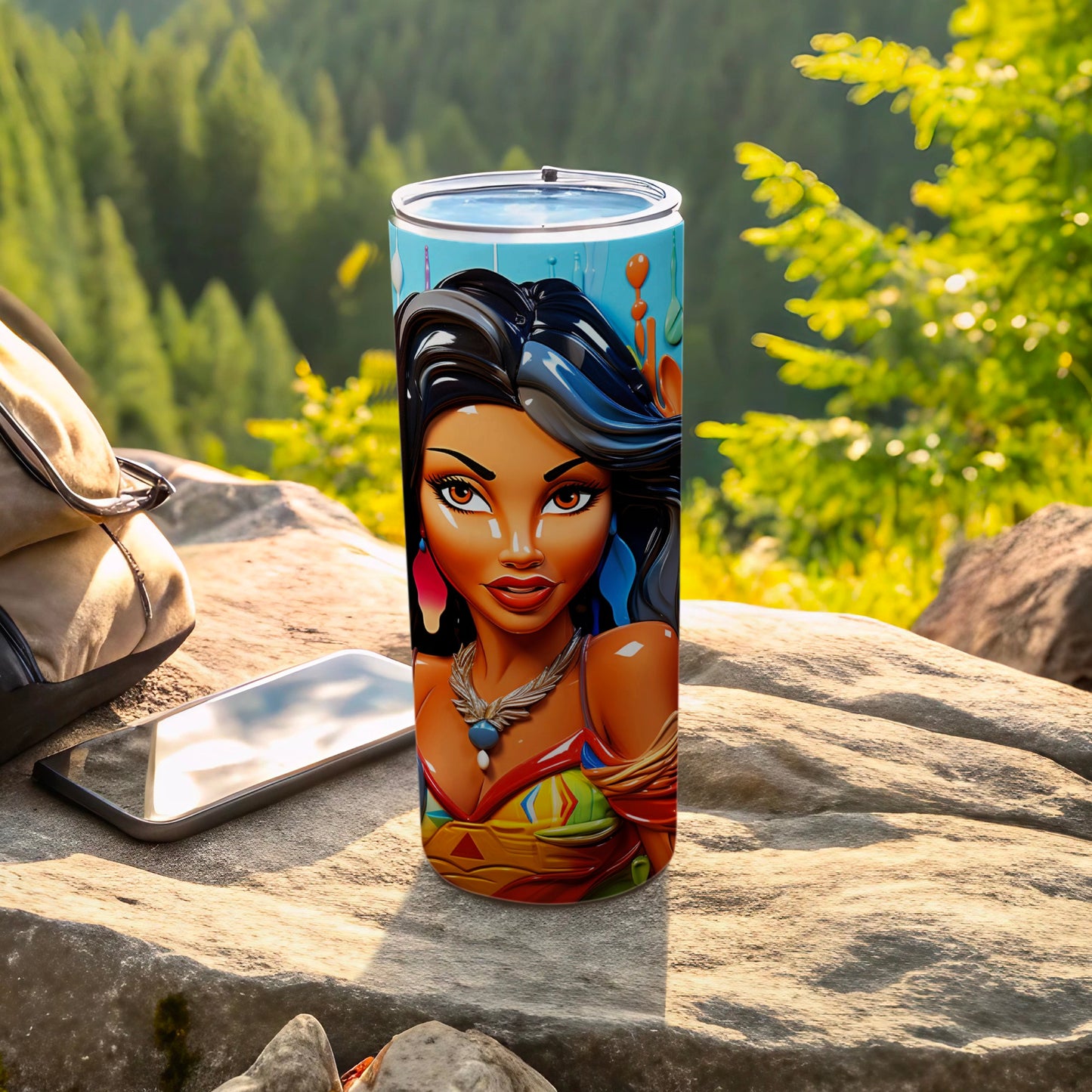 Vibrant Traveling Tumbler With Bold Artistic Character Design