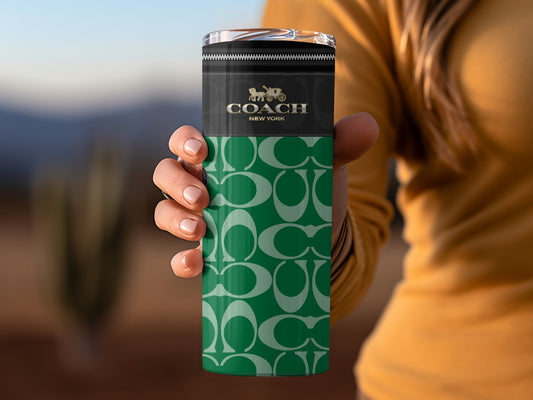 Green and Black Coach New York Insulated Tumbler