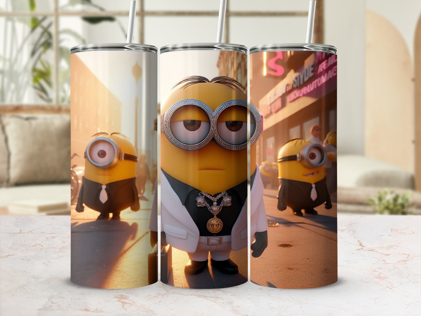 Minions characters design stainless steel tumbler