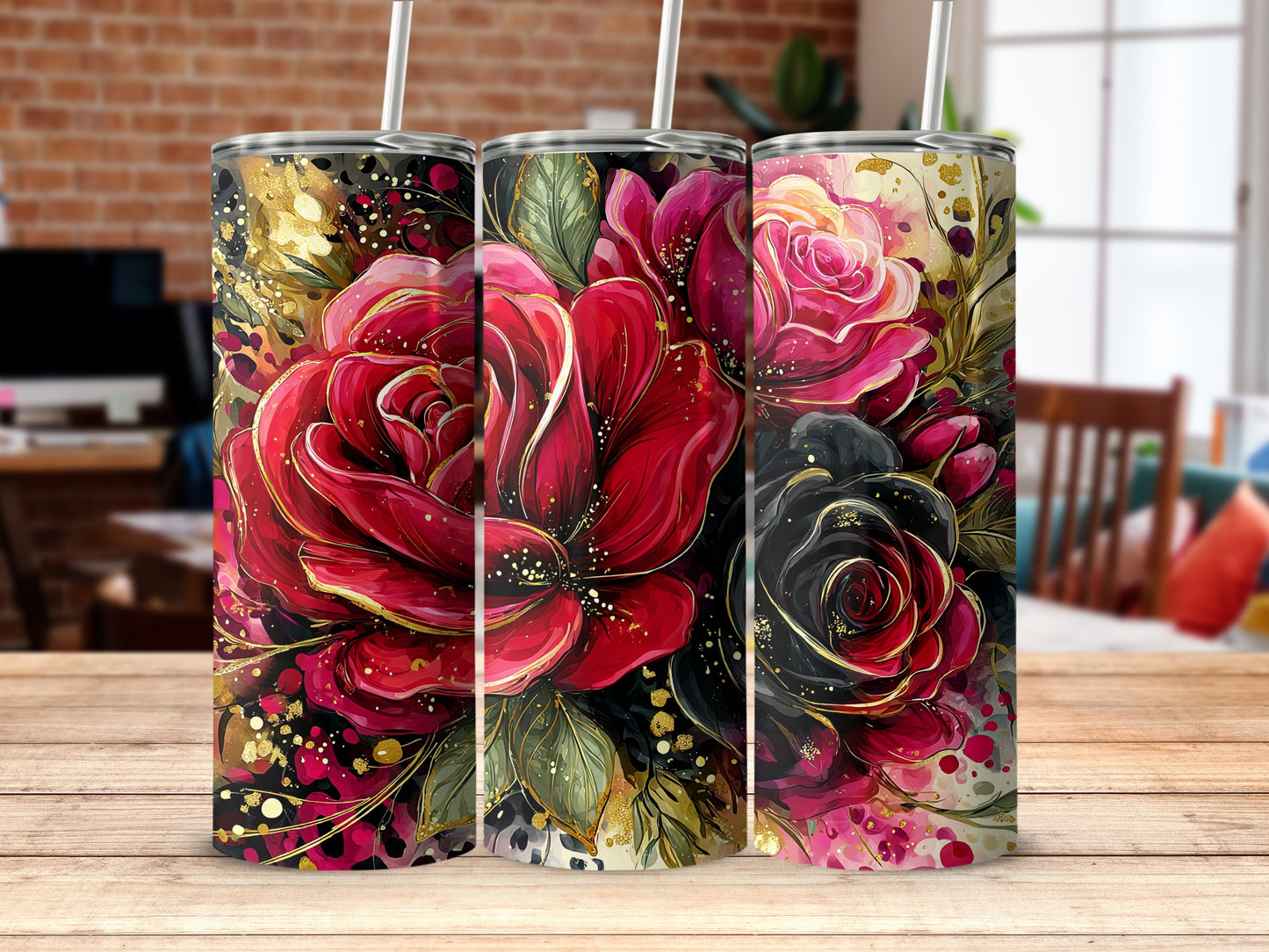 Stunning Floral Art Tumblers with Bold Colorful Blooms