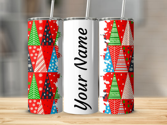 Personalized Christmas Tree Design Tumbler