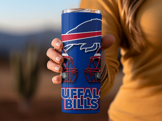 Buffalo Bills Football Helmets and Stars Pattern Tumblers