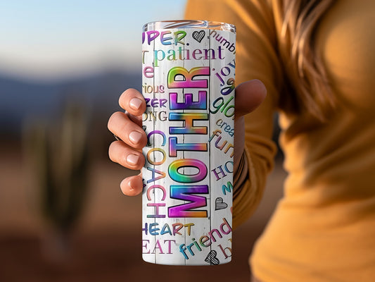 Colorful Word Art Mother Travel Tumbler for Moms
