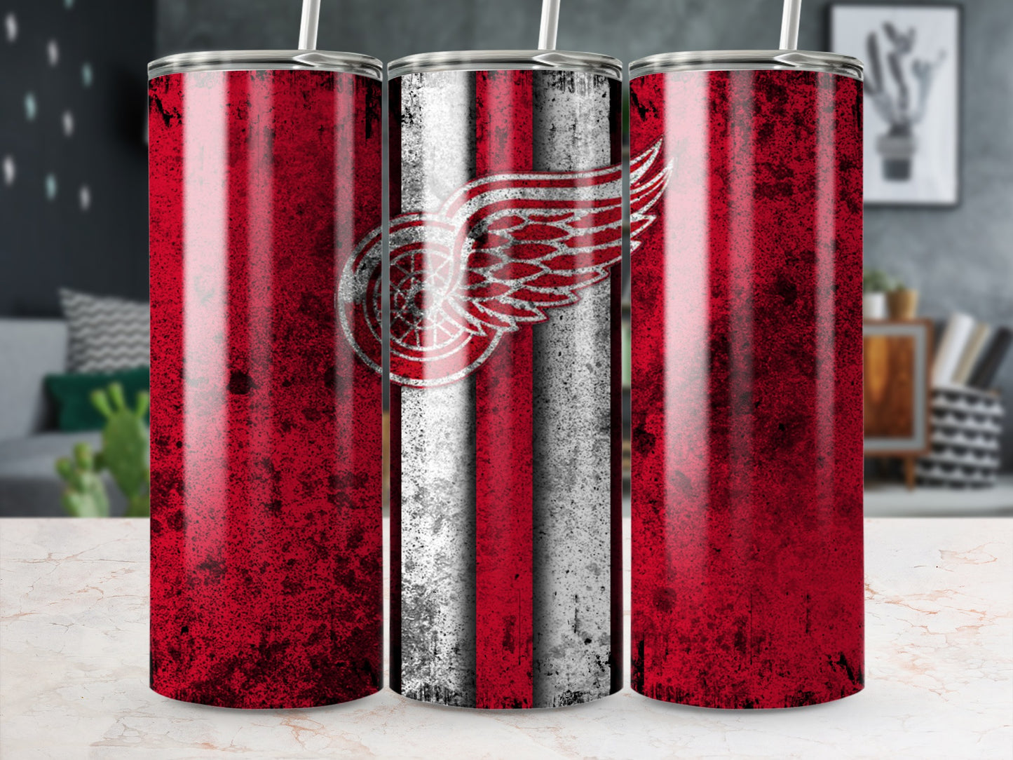 Vintage Red and White Striped Insulated Tumbler