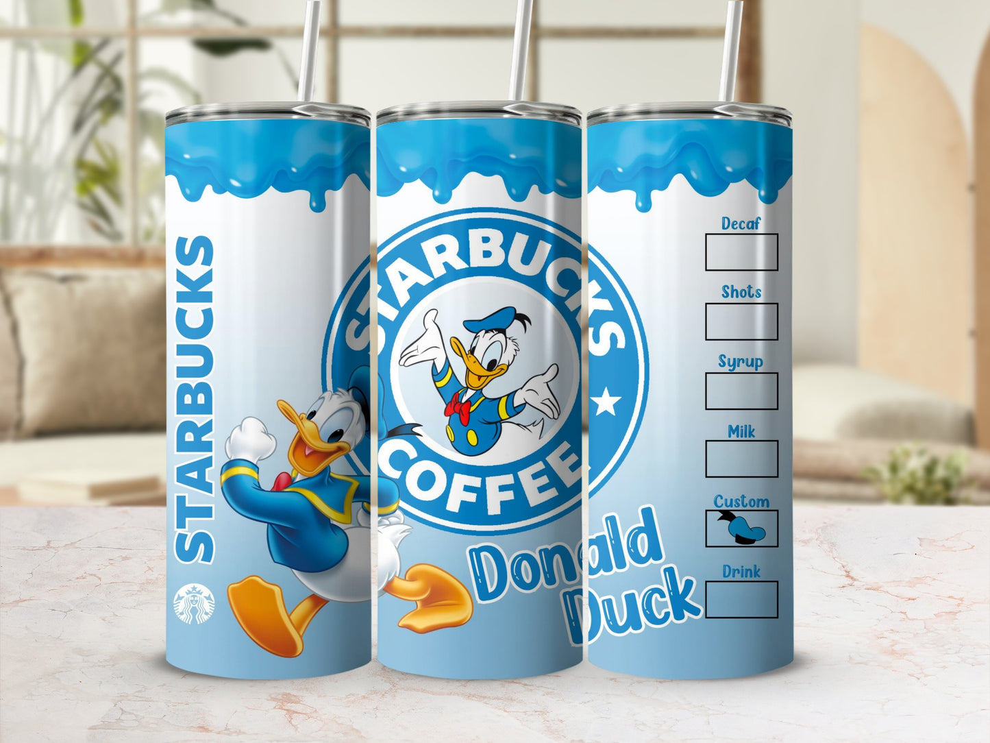 Starbucks Donald Duck Themed Custom Drink Tumbler