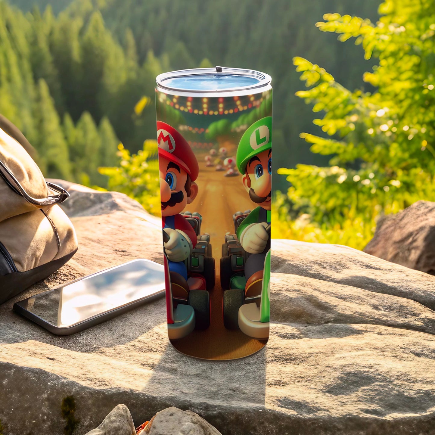 Mario and Luigi Racing Tumbler with Straw Lid