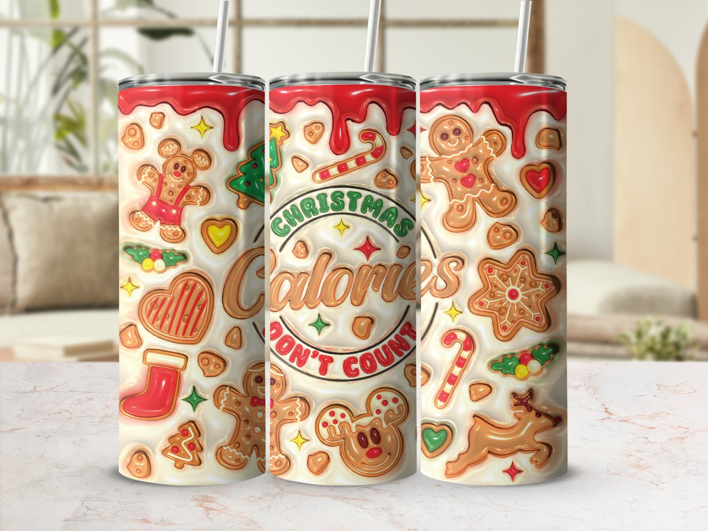 Christmas Calories Don't Count Themed Tumbler Cup