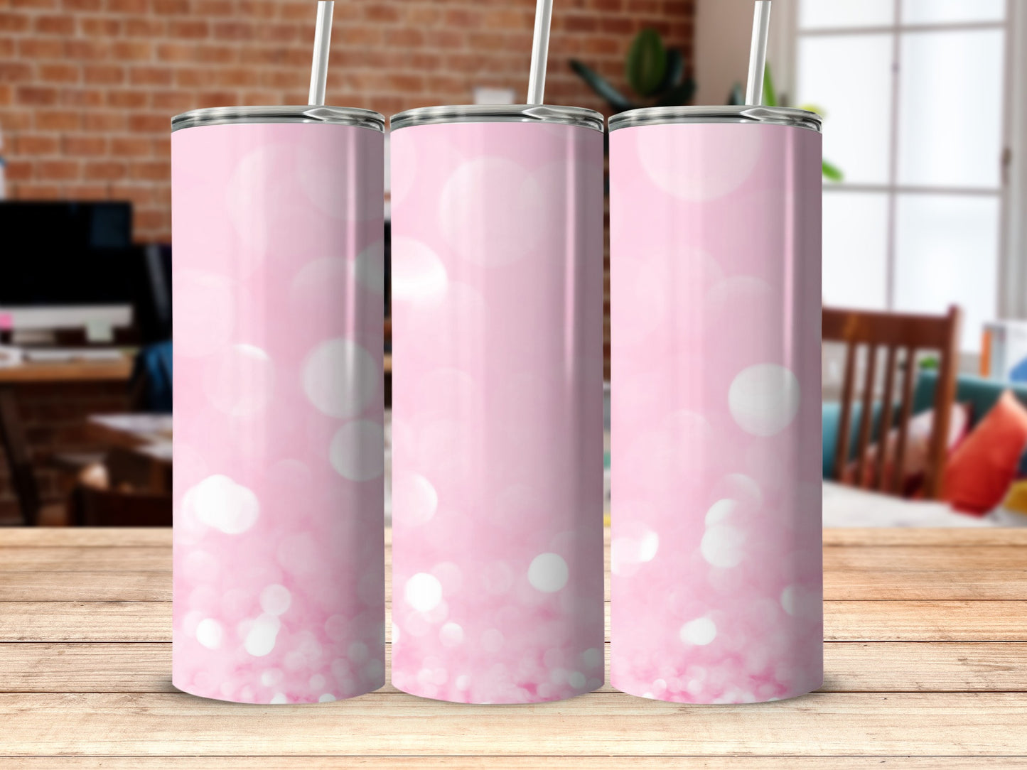 Pink Bokeh Design Stainless Steel Tumbler