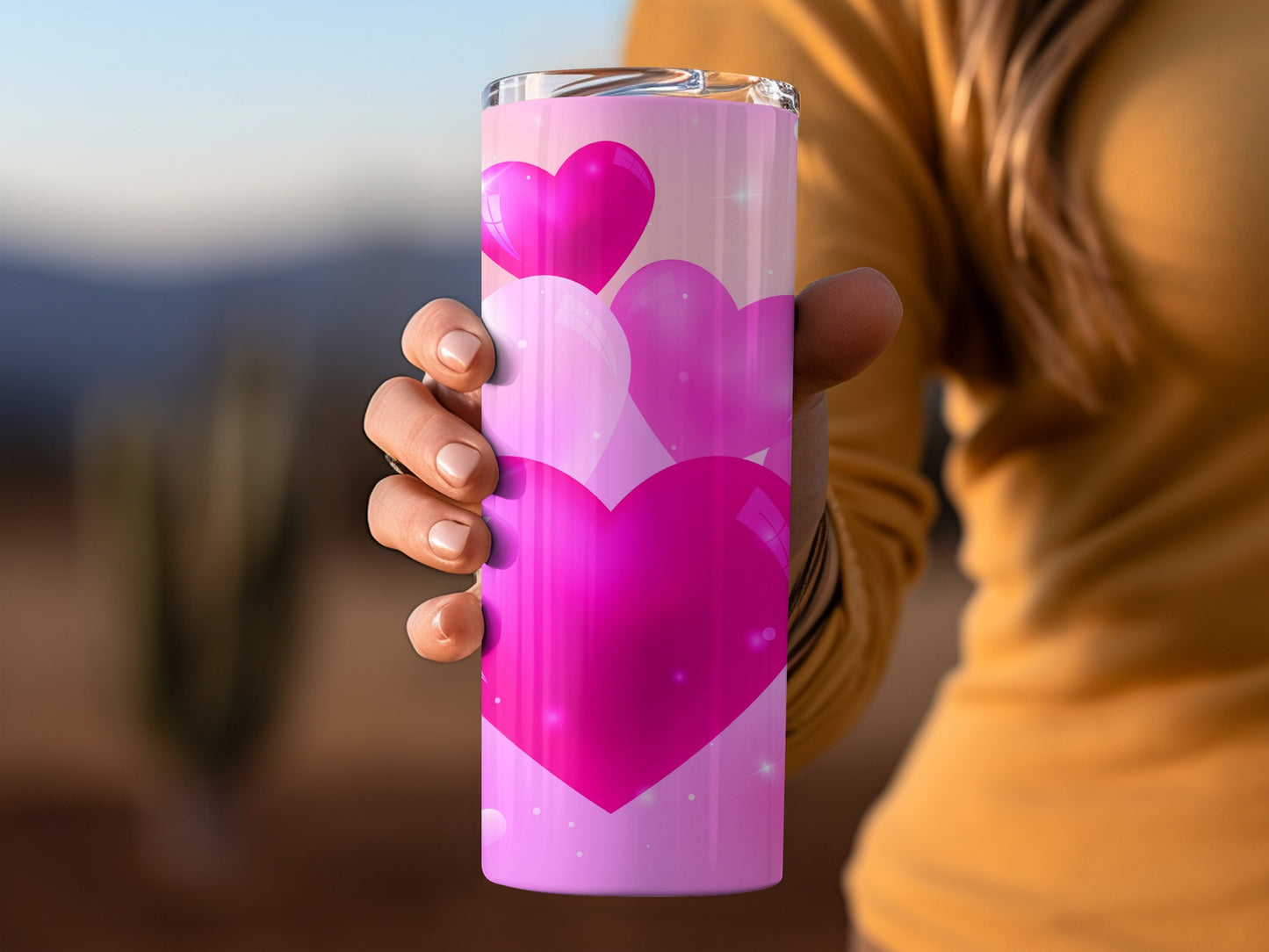 Pink Hearts Love Sparkles Valentine's Day Theme Tumblers