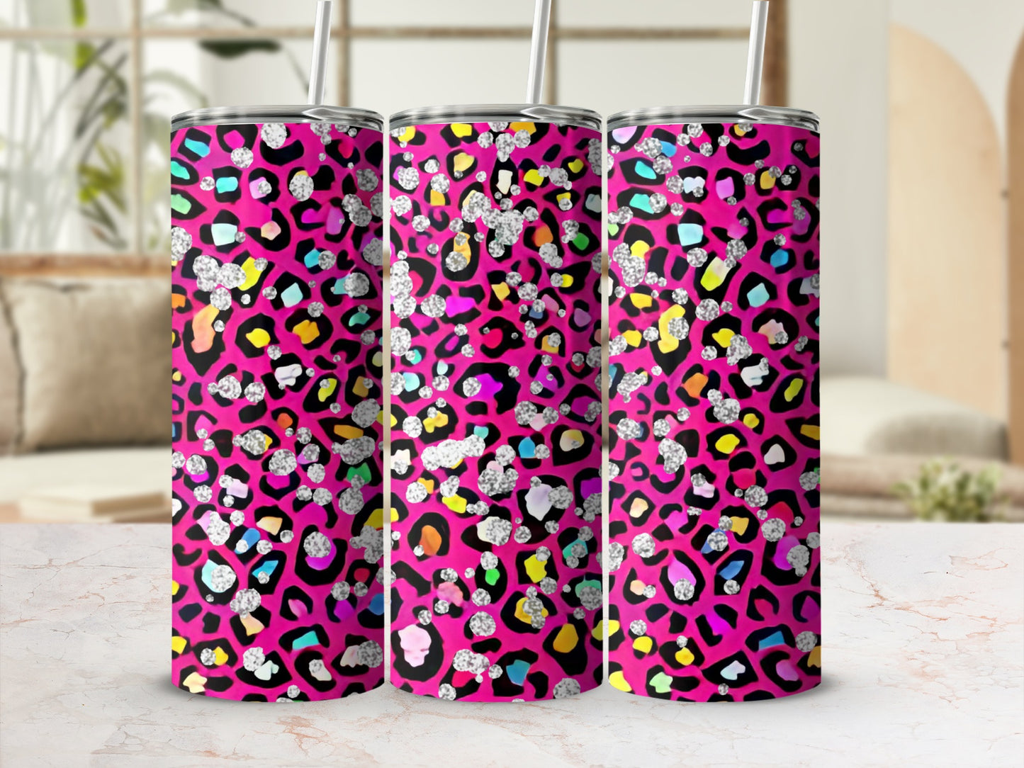 Colorful Glitter Leopard Print 20oz Tumbler Cup Product