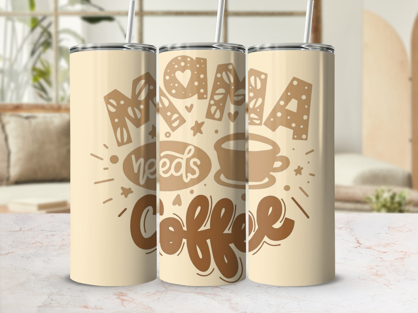 Mama Needs Coffee Stylish Travel Tumbler with Straw