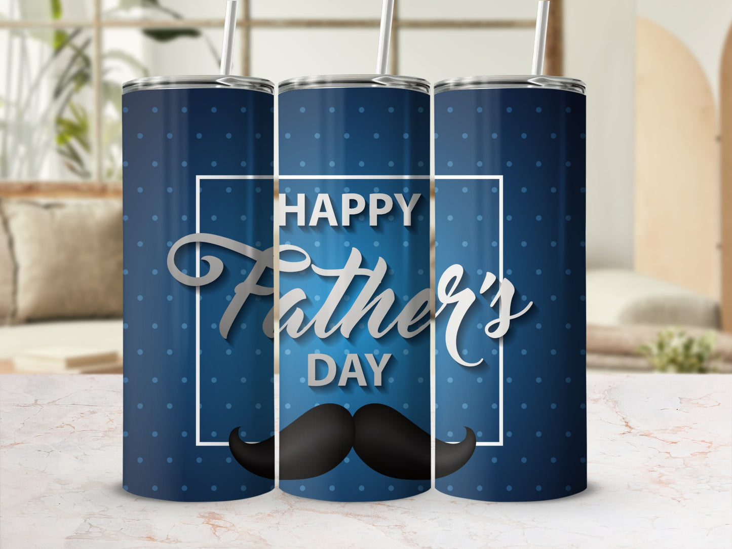 Happy Father's Day Blue Polka Dot Insulated Tumbler