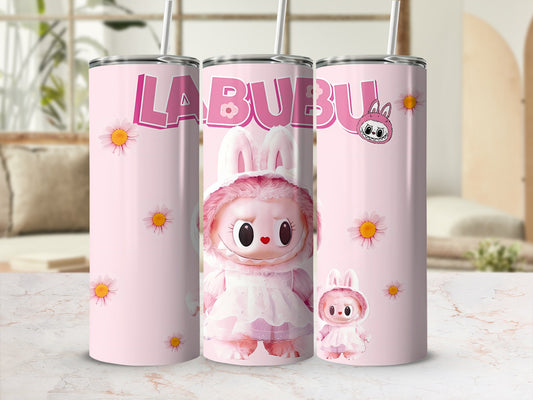 Cute Labubu Character Tumbler with Floral Design