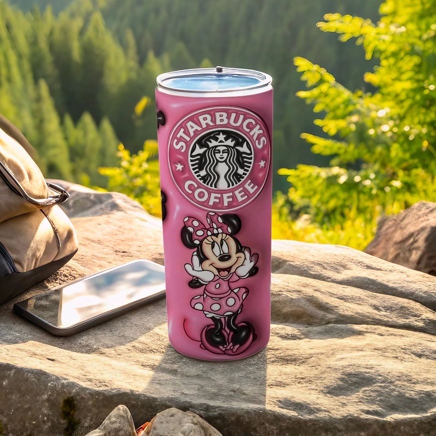 Starbucks Coffee Pink Minnie Design Travel Tumbler