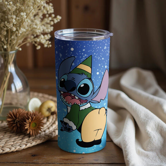 Cute Alien Character in Green Holiday Outfit Tumbler