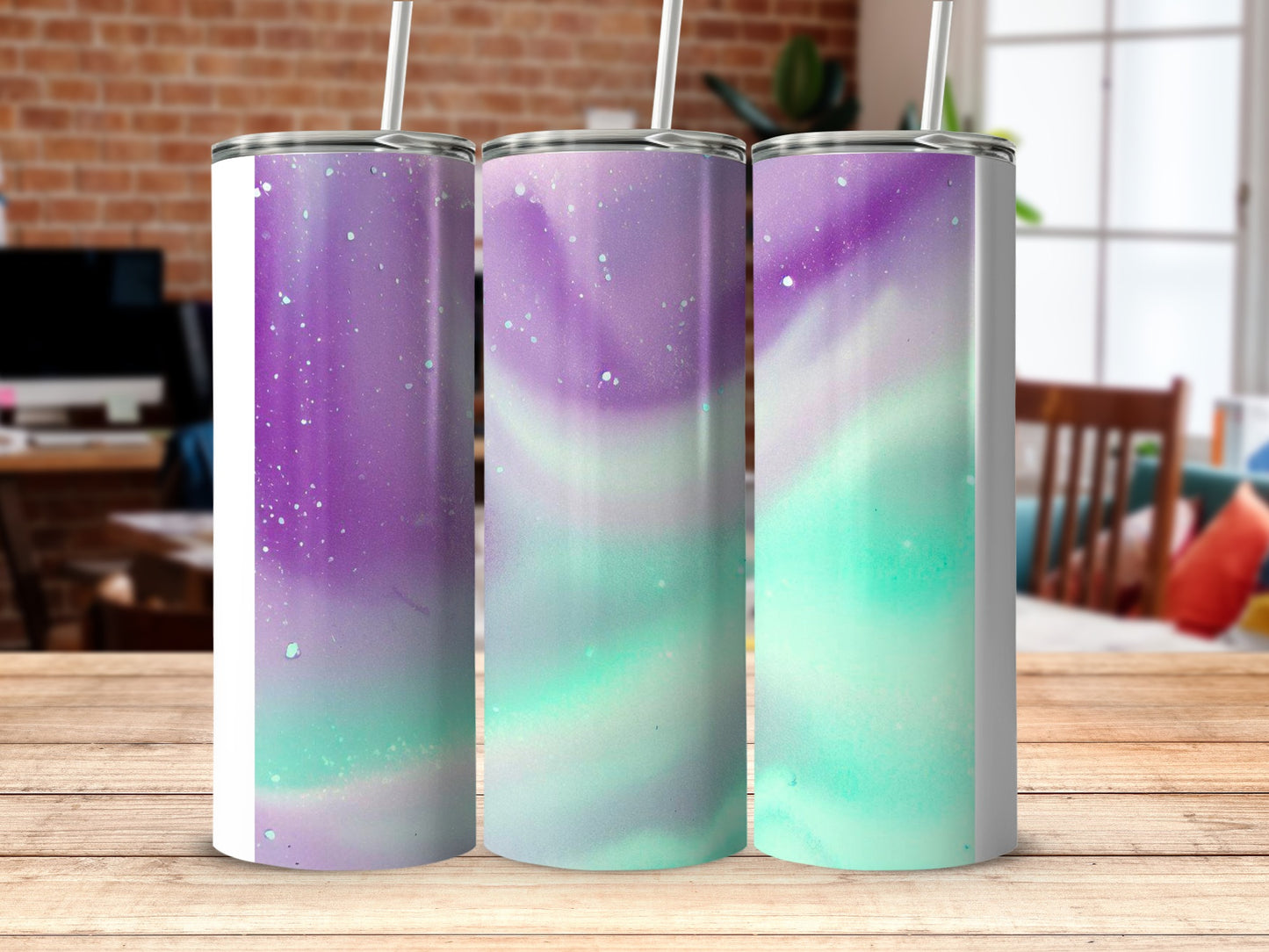 Stunning Pastel Galaxy Design Tumbler With Straw