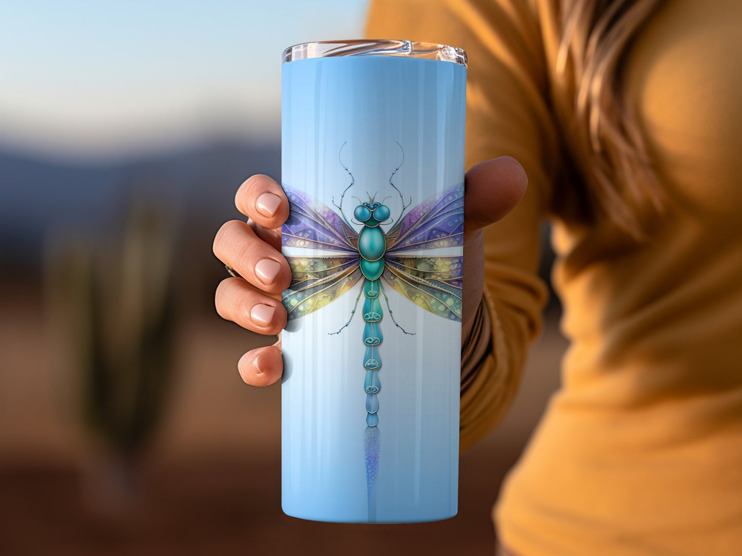 Colorful Dragonfly Art Design Travel Mug