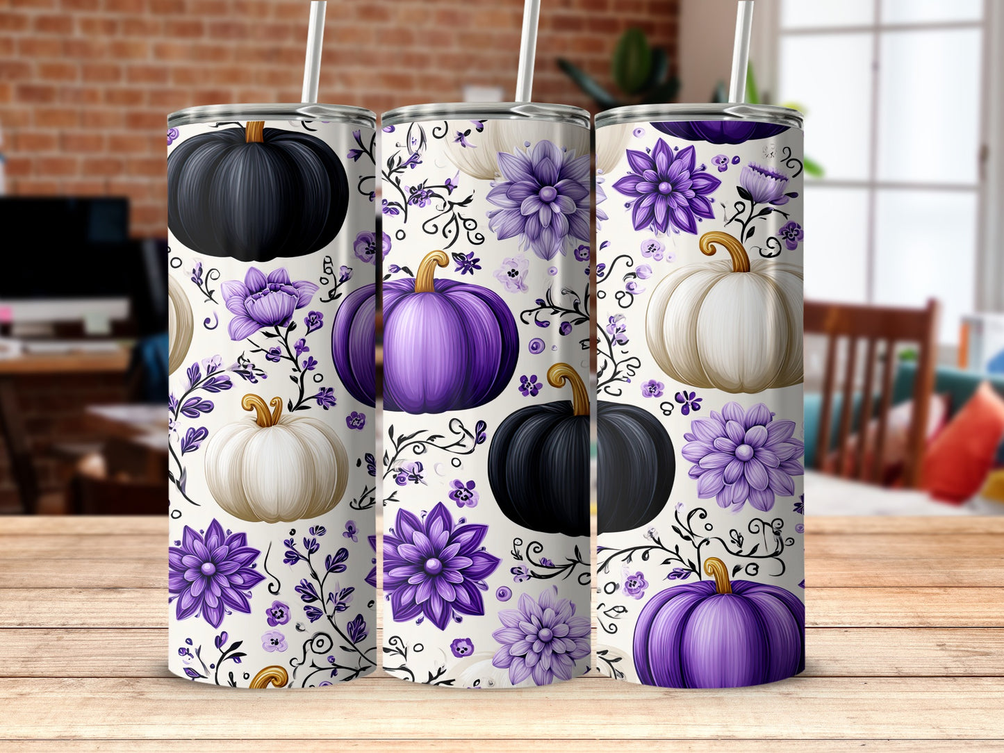 Purple Pumpkin Flower Insulated Tumbler