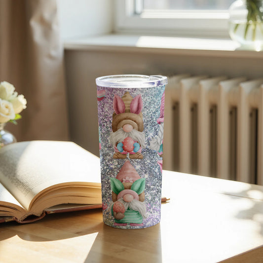 Floral Gnomes Bunny Hat Coffee Travel Tumbler Cup