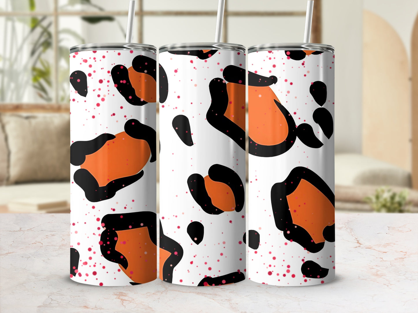 Abstract Leopard Print Design Insulated Tumbler