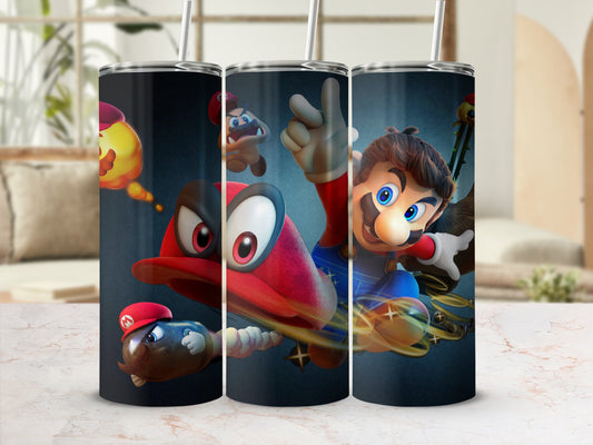 Super Mario Characters and Hat Fun Tumbler Cup Design
