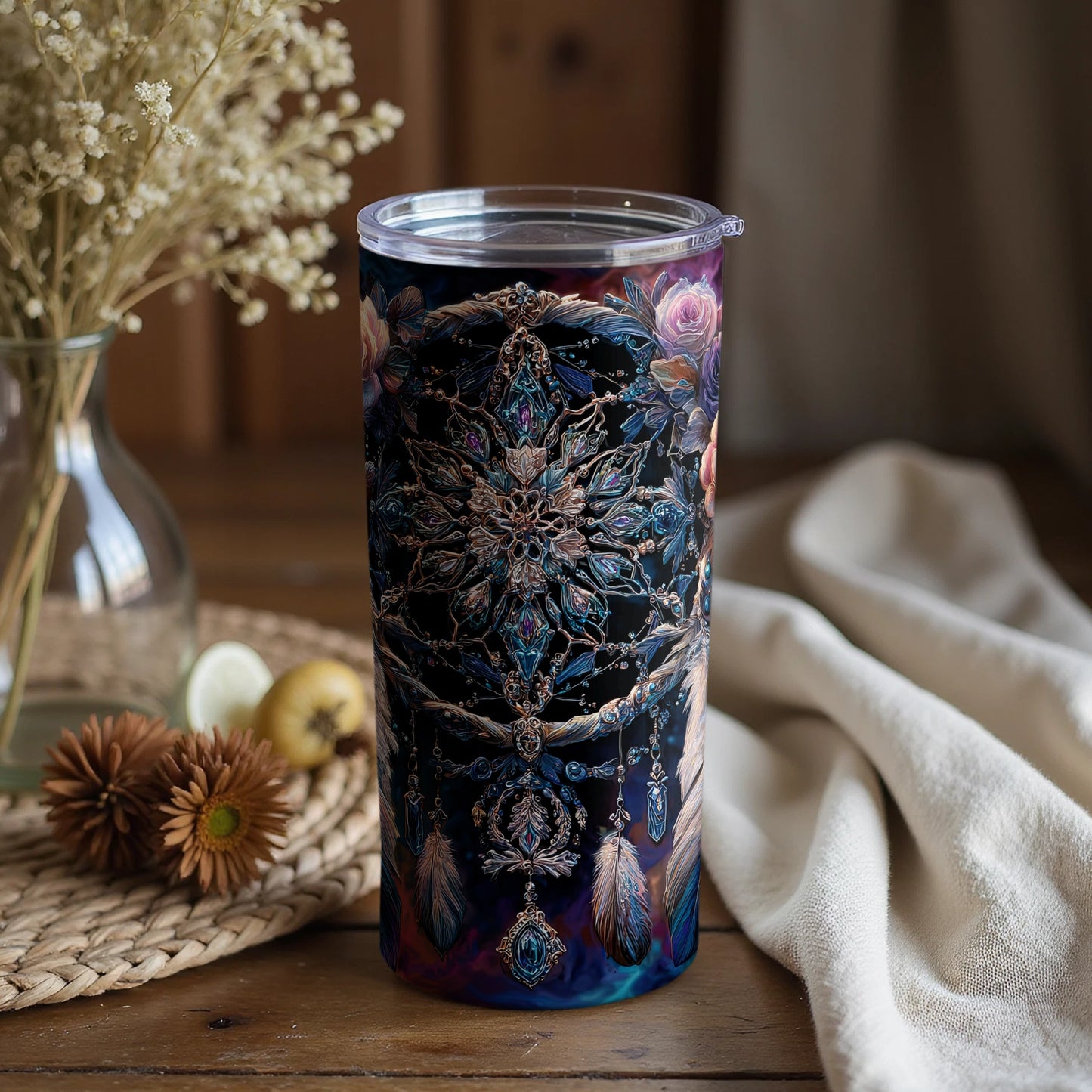 Elegant Mystic Floral Insulated Travel Tumbler