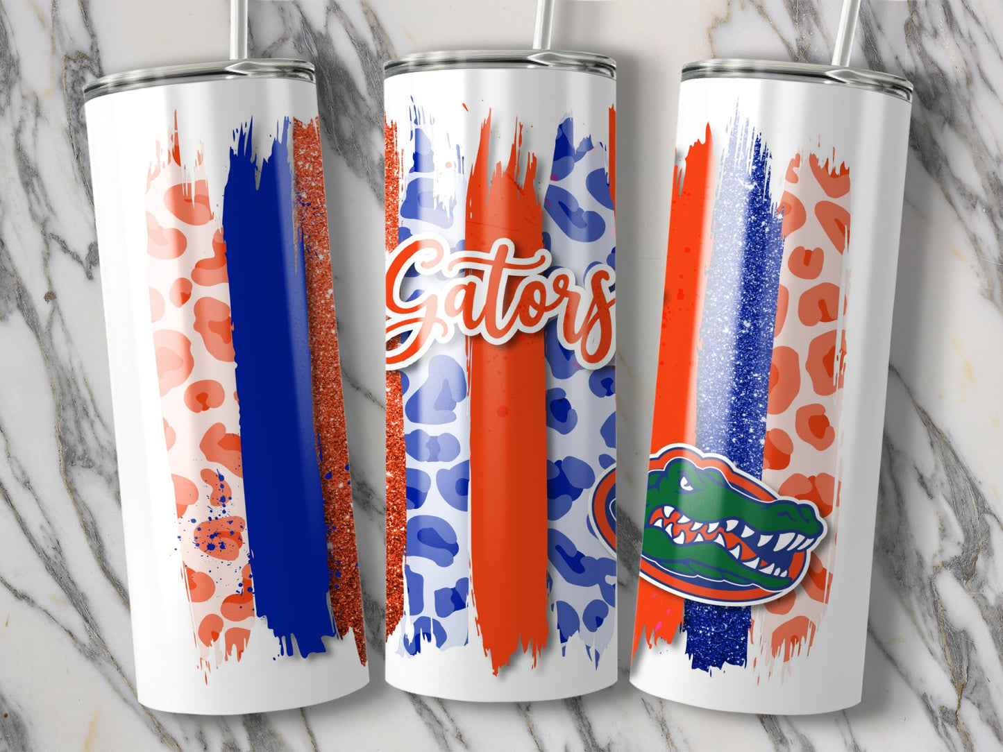 Florida Gators Animal Print Brushstrokes Design Tumblers