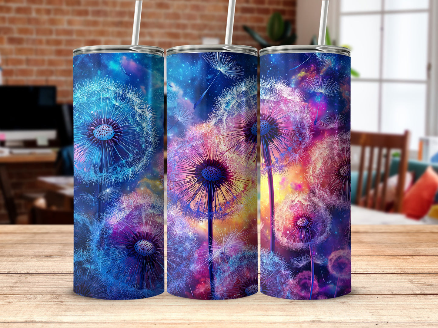 Stunning Cosmic Dandelion Tumbler Set for Everyday Use