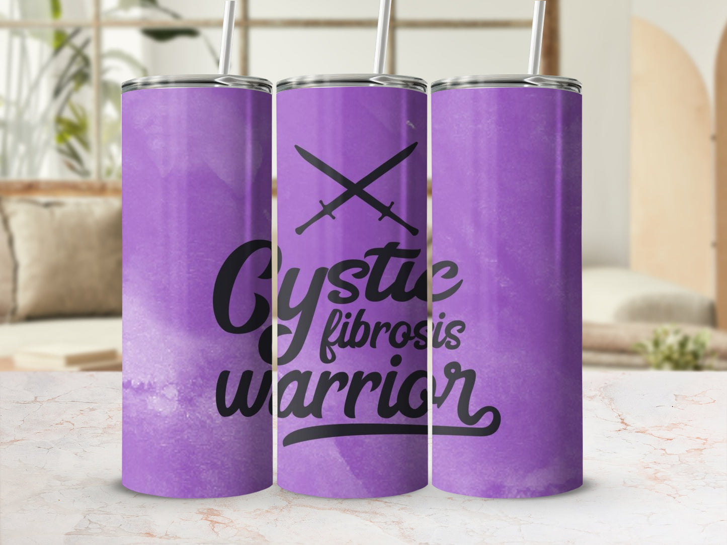 Cystic Fibrosis Warrior Purple Travel Tumbler Cup