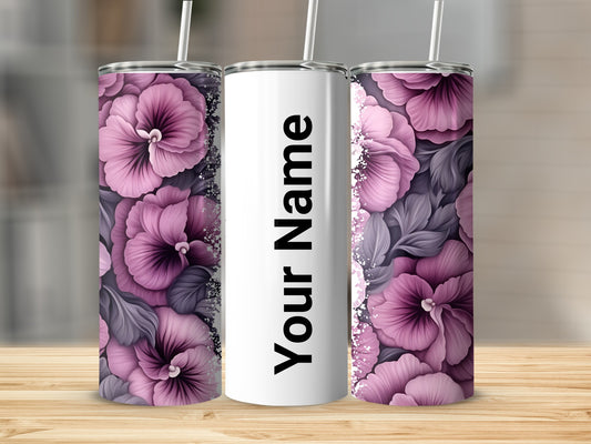 Personalized Floral Design Tumbler with Your Name Tumblers