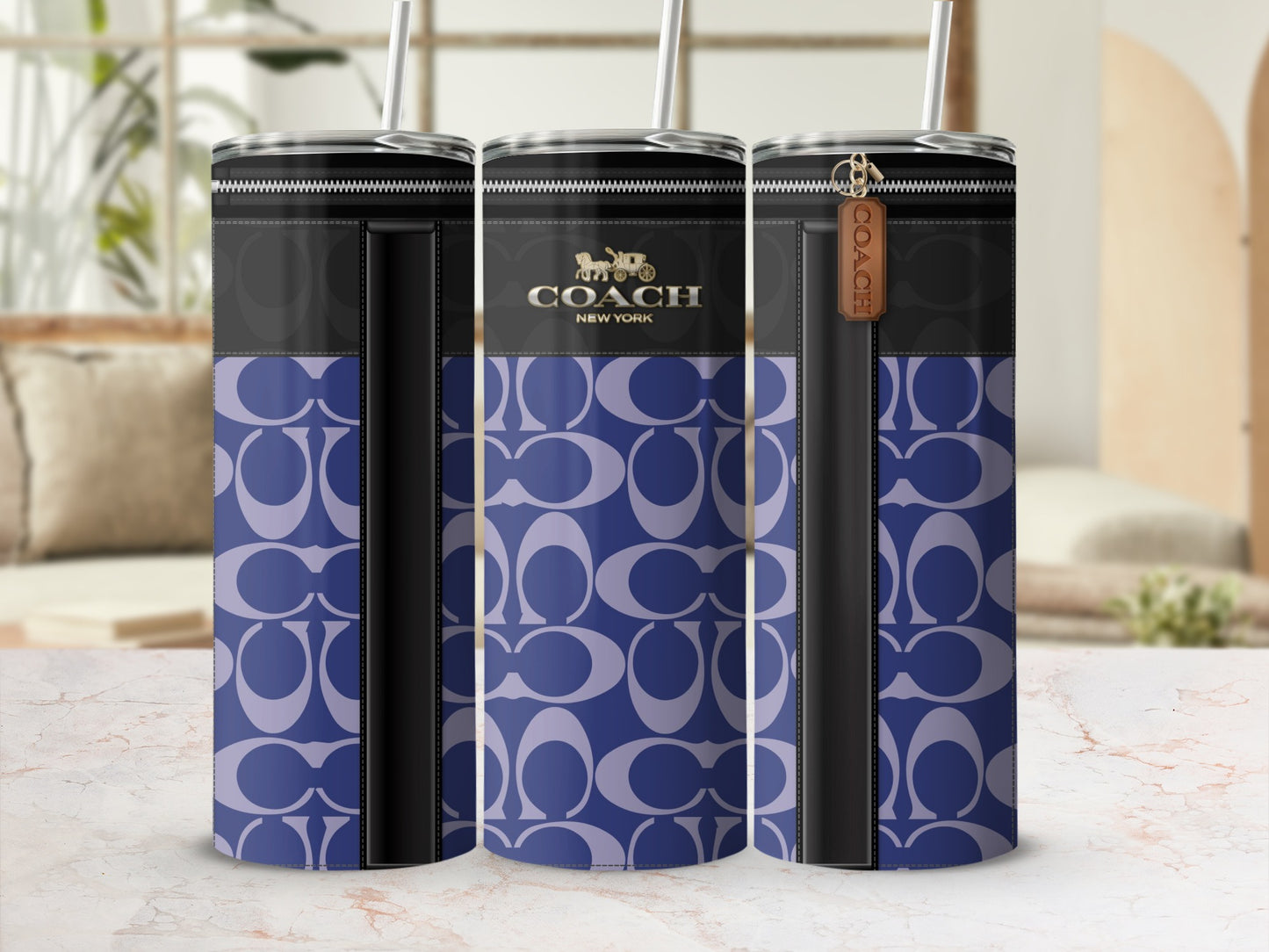 Coach New York Branded Insulated Tumbler with Handle