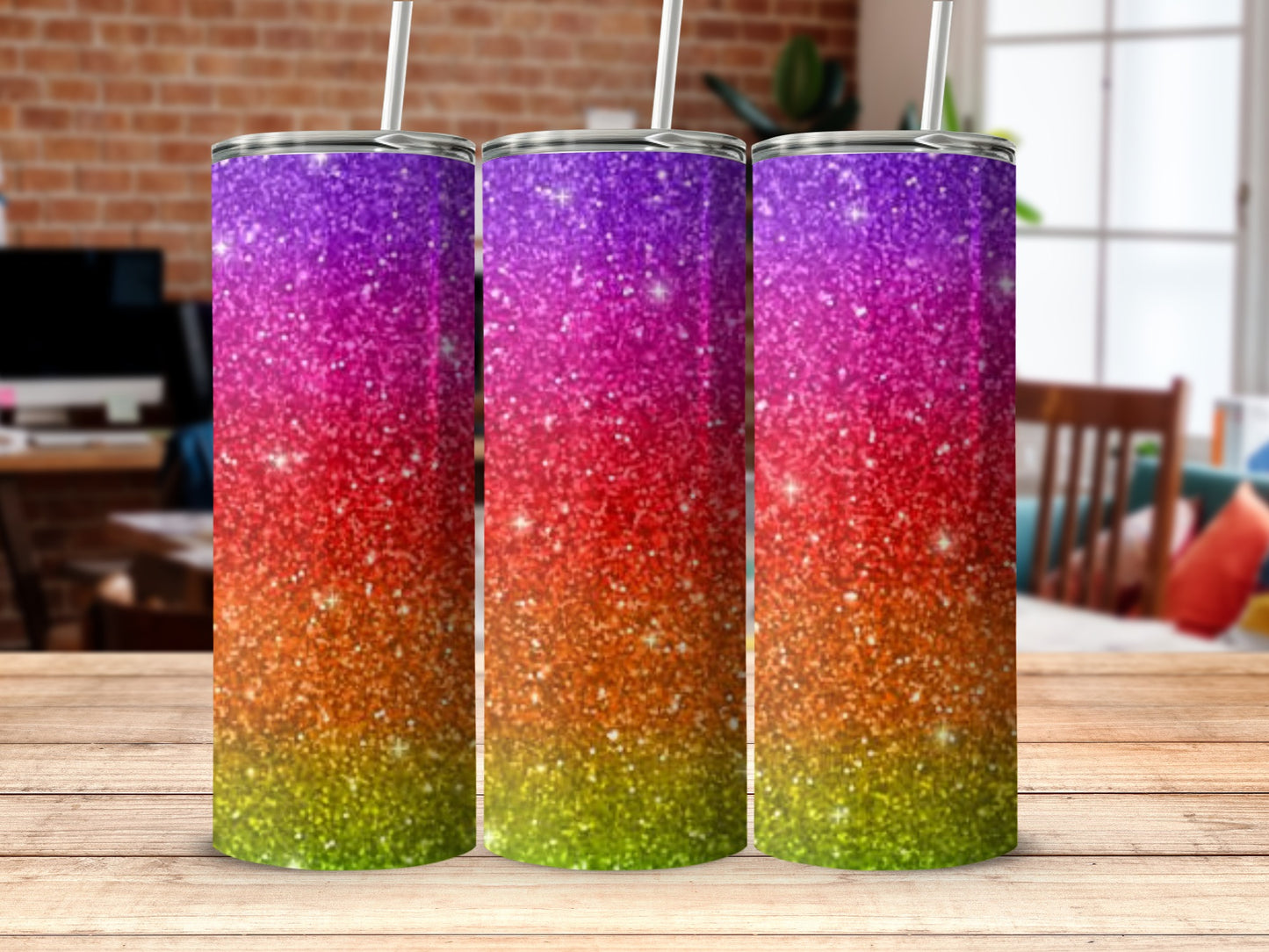 Colorful Sparkling Gradients Glitter Tumbler