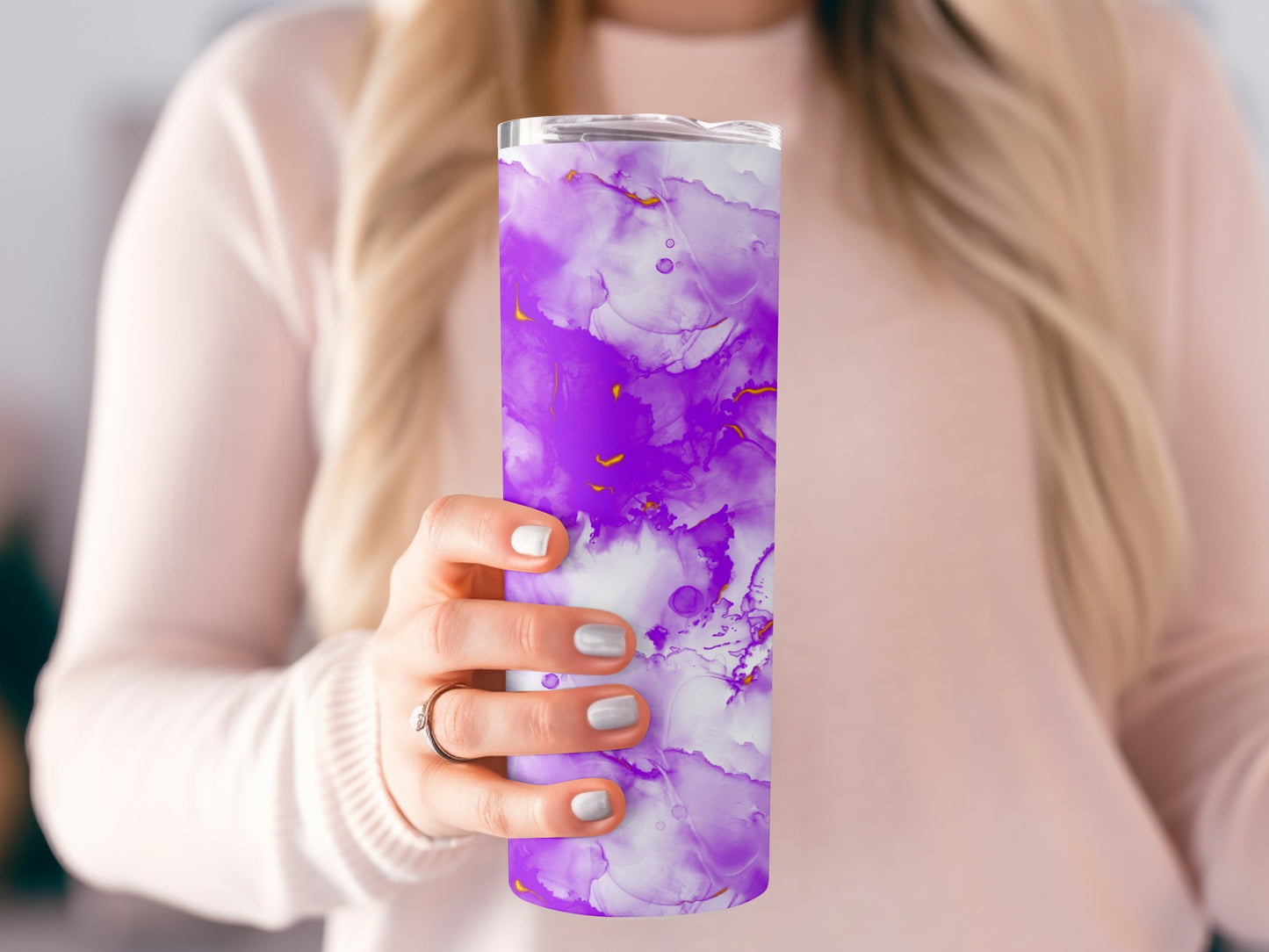 Purple Violet Water Painting Effect Design Graphic Tumblers