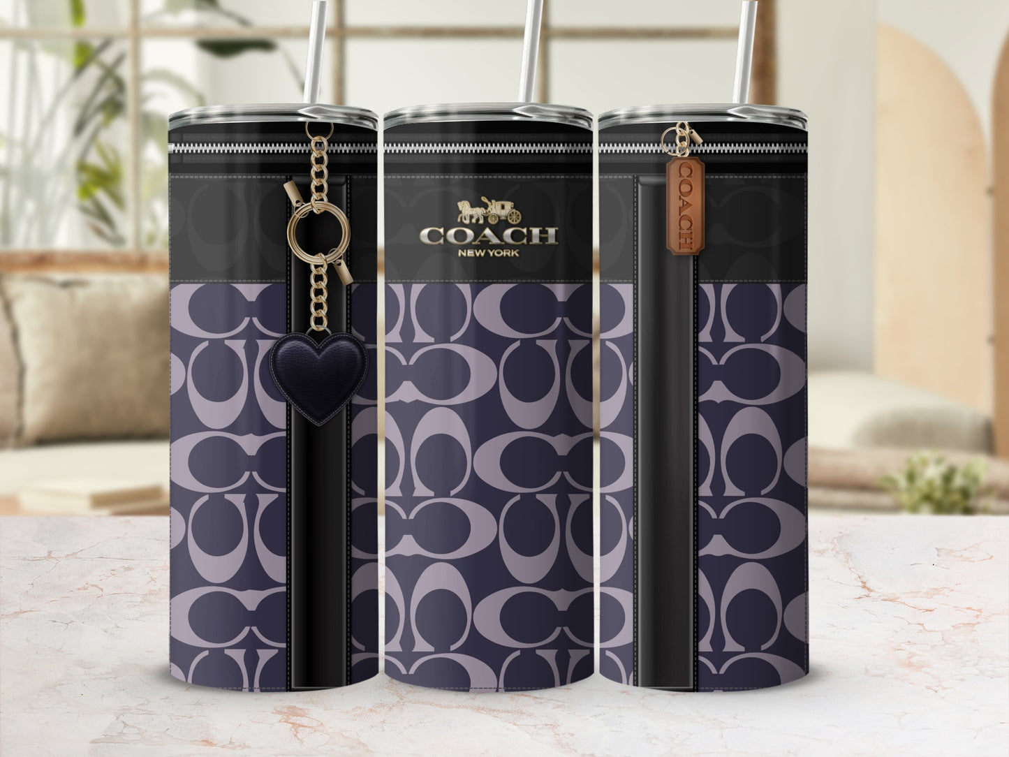 Stylish Coach New York Branded Tumblers with Keychain