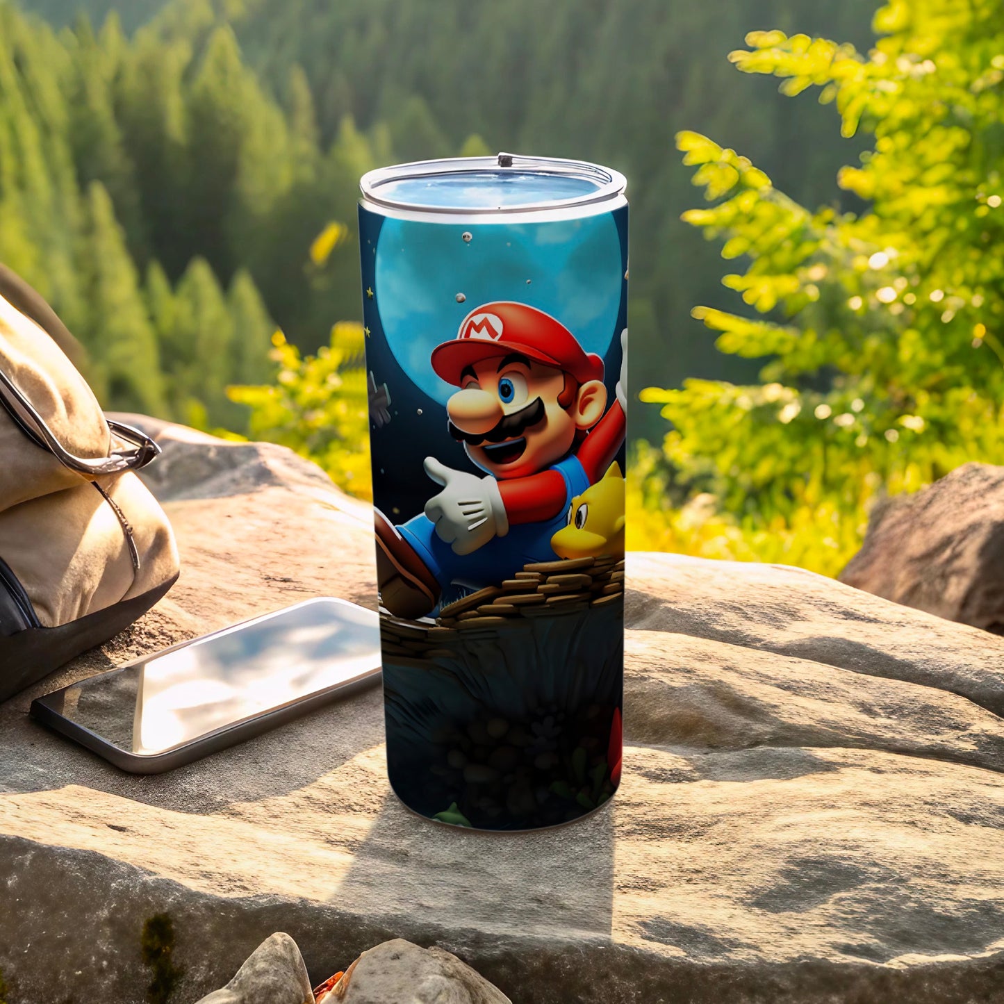 Colorful Mario Design Adventure Themed Tumbler