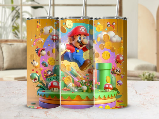 Colorful Mario Character Graphic Vacuum Tumbler