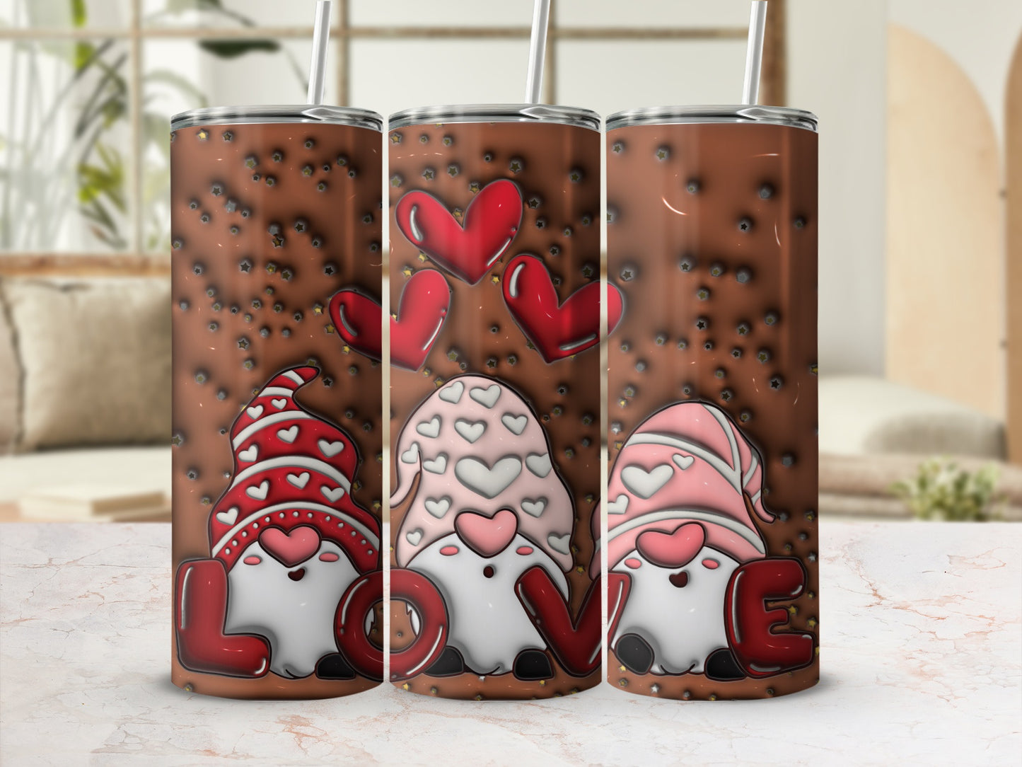 Adorable Gnome Love Hearts Design Travel Mug