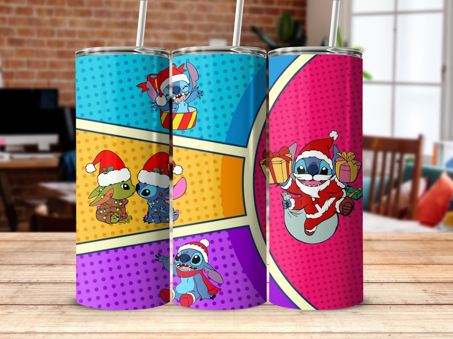 Festive Cartoon Tumbler Cup With Holiday Design