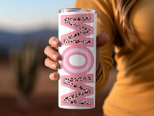 Leopard Print MOM Tumbler Travel Mug Cup Gift Idea