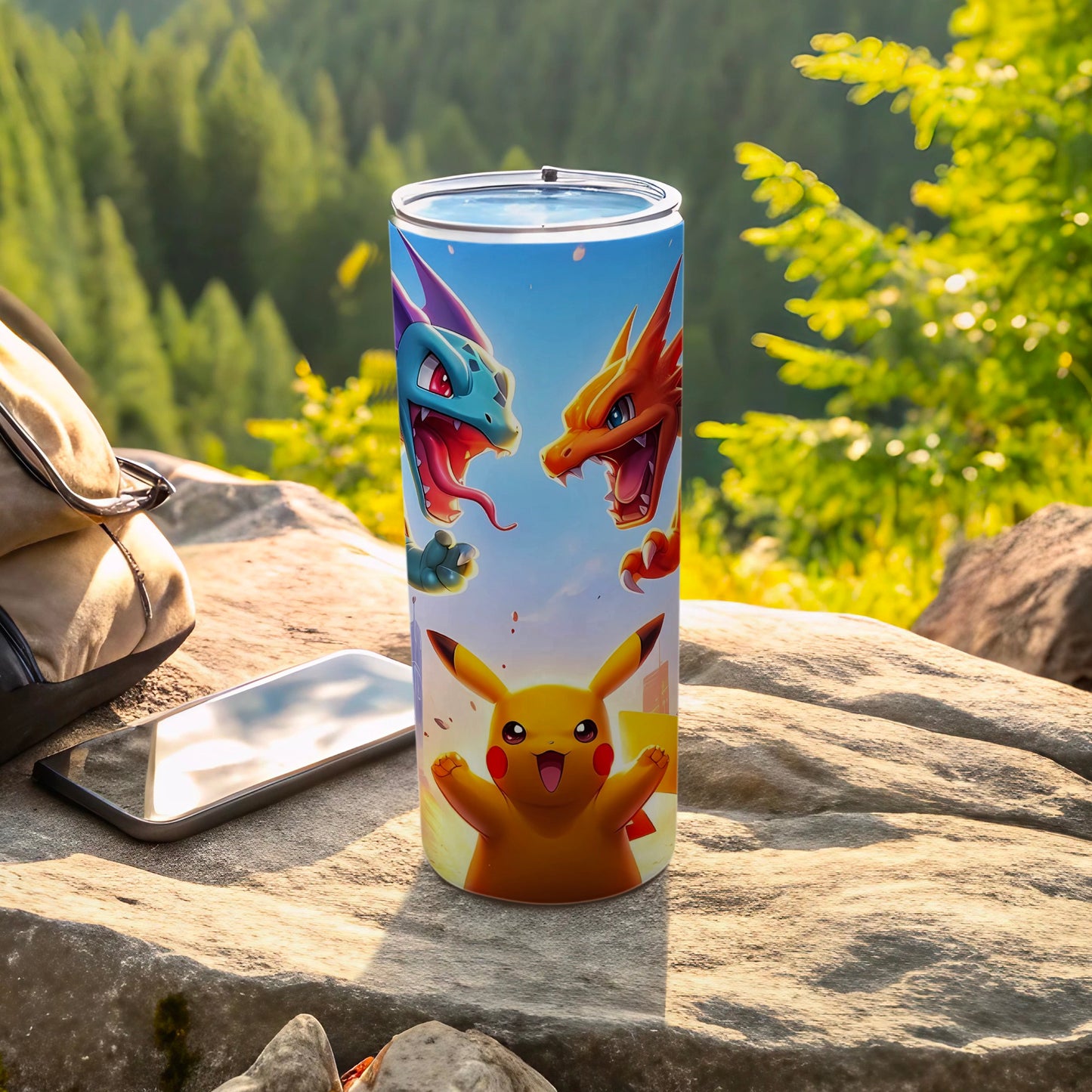 Colorful Anime Character Design Tumbler with Lid