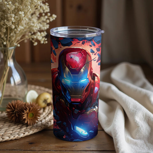 Vibrant superhero tumbler cup for comic book fans